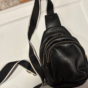 Elegant Mini Black Backpack with Gold Zippers